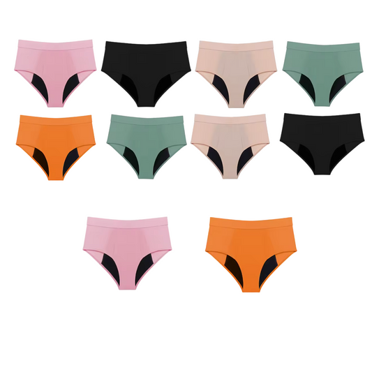 Lot 10 Culottes Sérénité Taille haute Flux très élevé + 1 sac de lavage offert 🎁